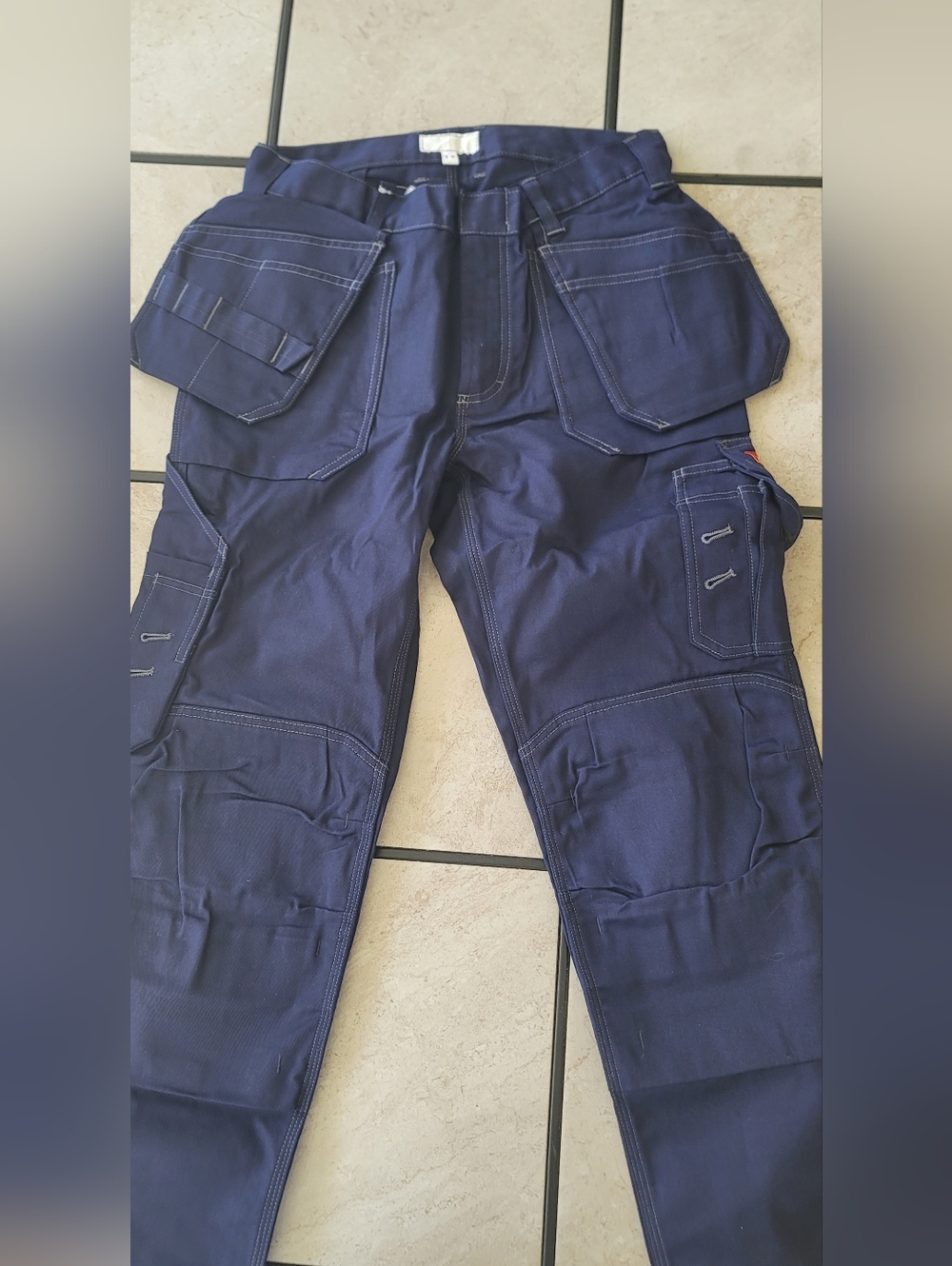 Men's Navy Cargo Work Pants with Multiple Tool Pockets